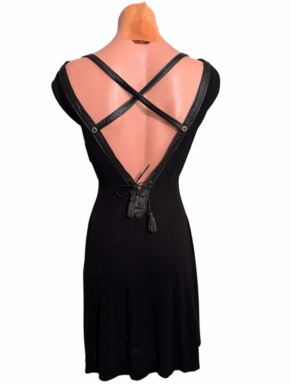 Versus Versace Y2K Vintage Back Leather Detail Dress size M